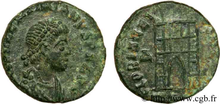 VALENTINIANO II Nummus, (PBQ, Æ 4) AU