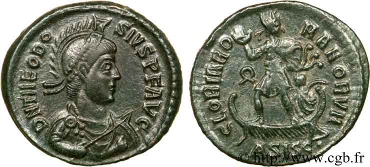 THEODOSIUS I Maiorina pecunia, (MB, Æ 2) MS