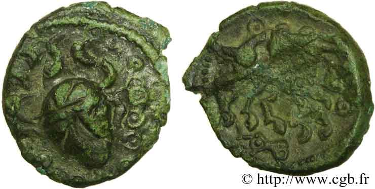 GALLIA BELGICA - AMBIANI (Regione di Amiens) Bronze au personnage de face et aux torques XF/AU