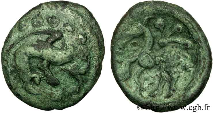 GALLIA BELGICA - AMBIANI (Regione di Amiens) Bronze au sanglier et au cheval, “type des dépôts d’Amiens” BB