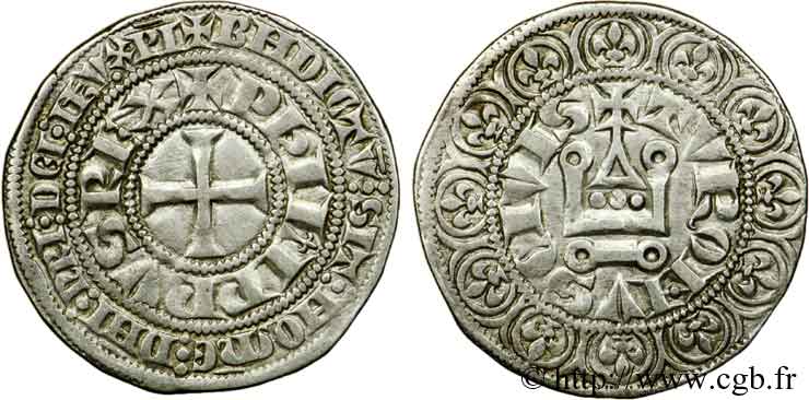 PHILIPPE IV LE BEL Gros tournois à l O rond c. 1303-1306  TTB