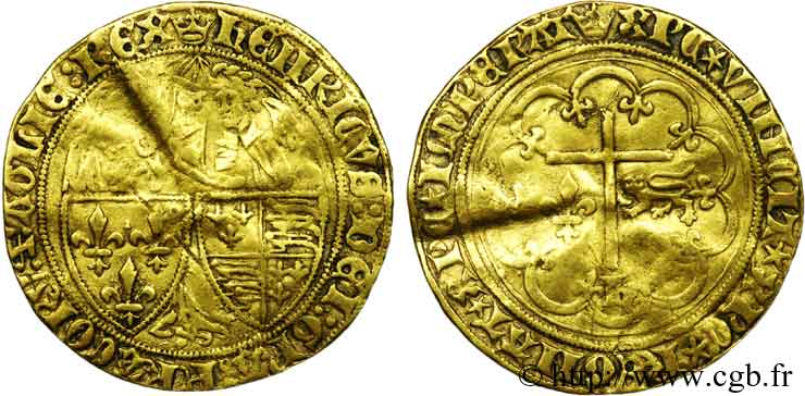 HENRY VI DE LANCASTRE - ROI DE FRANCE (1422-1453) - ROI D ANGLETERRE (1422-1461) et (1470-1471) Salut d or 6/09/1422 Paris TTB
