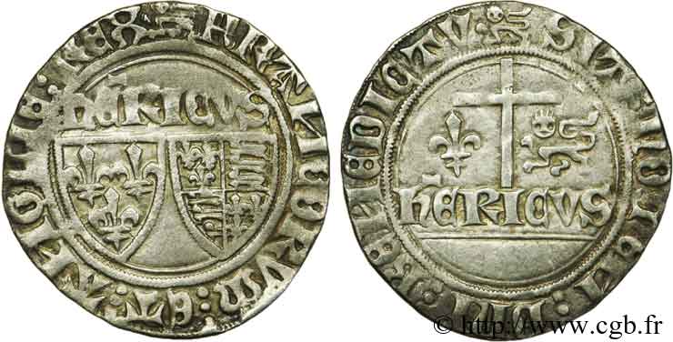 HENRY VI OF LANCASTER Blanc aux écus 23/11/1422 Rouen q.SPL