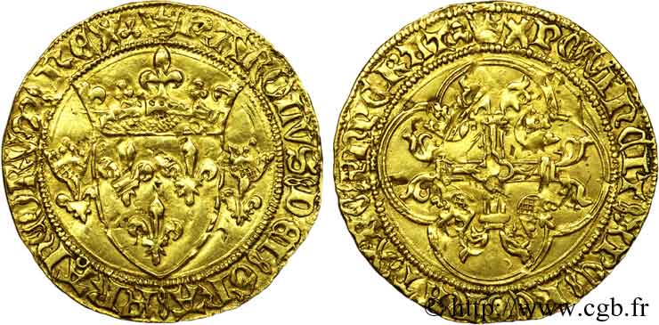 CHARLES VII LE VICTORIEUX Écu d or à la couronne ou écu neuf 18/05/1450 Lyon TTB