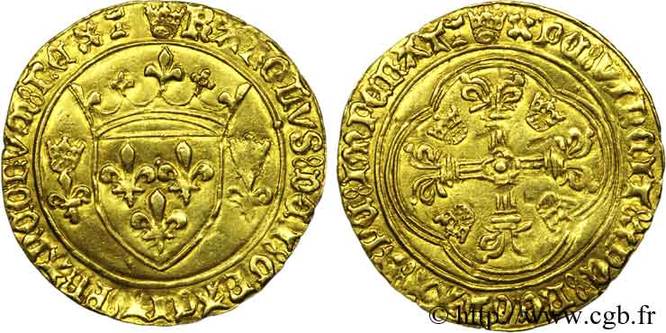CHARLES VII LE BIEN SERVI / THE WELL-SERVED Écu d or à la couronne ou écu neuf 18/05/1450 Tours AU