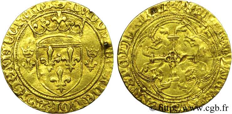 LOUIS XI THE  PRUDENT  Écu d or à la couronne ou écu neuf 31/12/1461 Paris q.BB/MB
