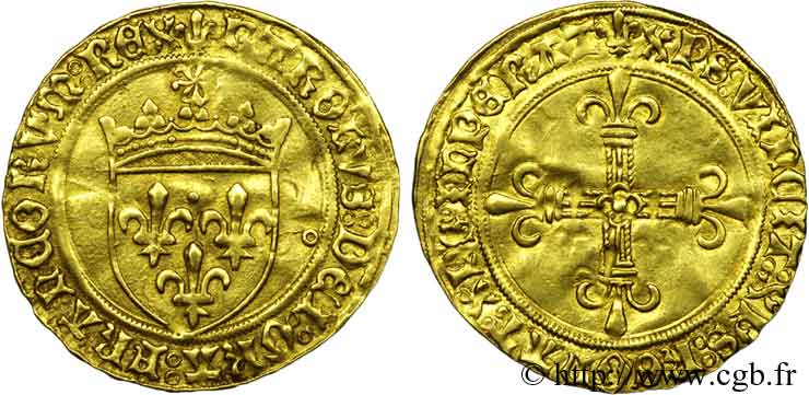 CHARLES VIII Écu d or au soleil n.d. Poitiers TTB+