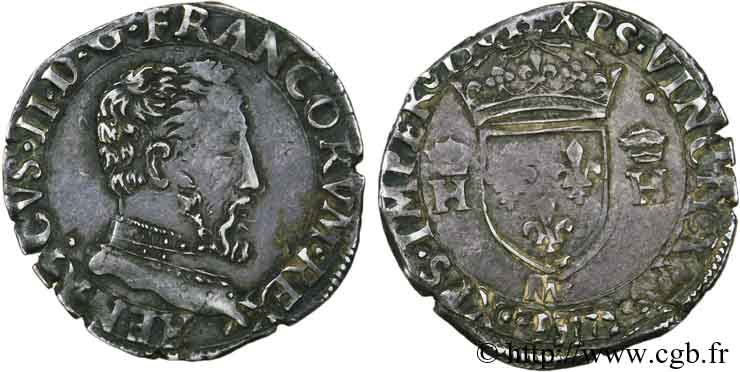 CHARLES IX. MONNAYAGE AU NOM DE HENRI II Demi-teston à la tête nue, 5e type 1561 Toulouse TTB