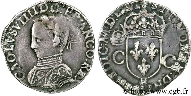 CHARLES IX Teston, 2e type 1566 (MDLXVI) La Rochelle MBC