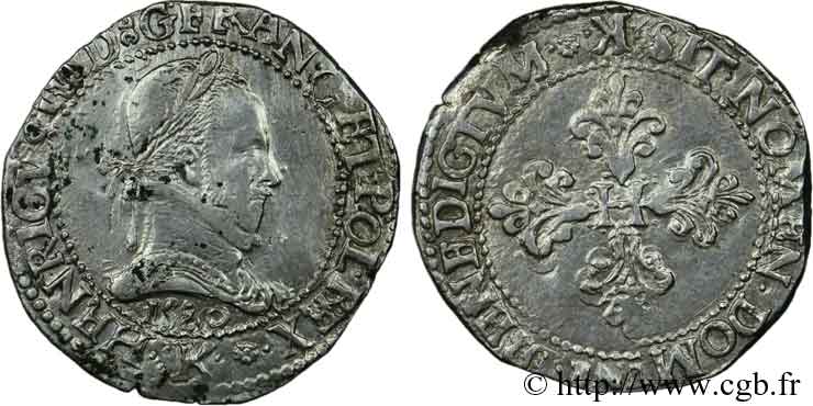 HENRI III Franc au col plat 1580 Bordeaux TTB