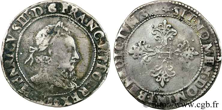 HENRY III Franc au col fraisé 1586 Toulouse BC+