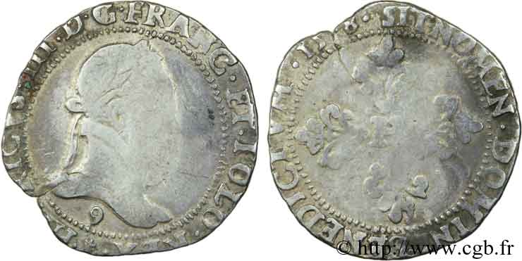 HENRY III Demi-franc au col plat 1578 Rennes RC+/BC