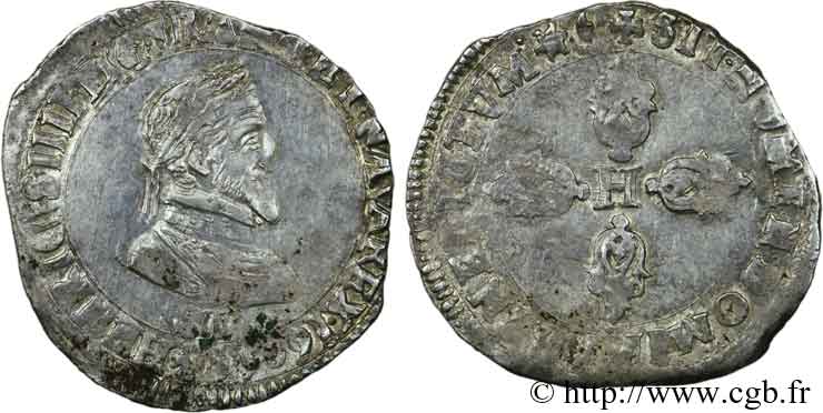 HENRI IV LE GRAND Demi-franc, type d Aix-en-Provence 1604 Aix-en-Provence TTB