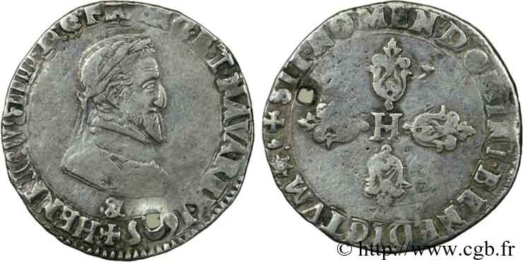 HENRI IV LE GRAND Demi-franc, type d Aix 1605 Aix-en-Provence TB