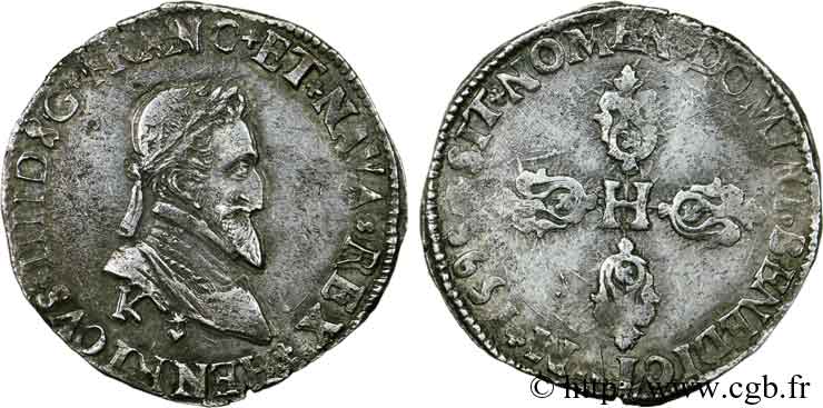 HENRY IV Demi-franc, 2e type de Bordeaux 1595 Bordeaux XF/VF