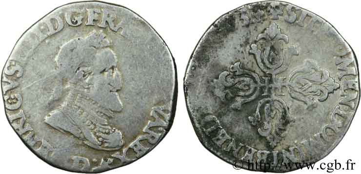 HENRI IV LE GRAND Demi-franc, type de Lyon 1603 Lyon B/B+