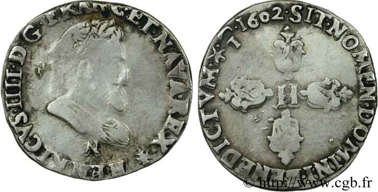 HENRY IV Demi-franc, type de Montpellier 1602 Montpellier fSS