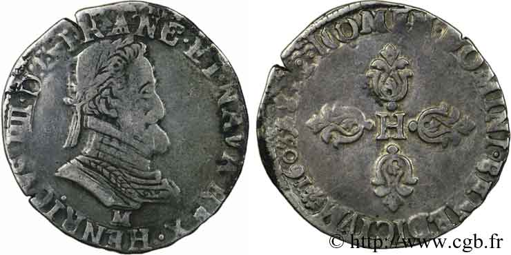 HENRI IV LE GRAND Demi-franc, type de Toulouse 1603 Toulouse TB+