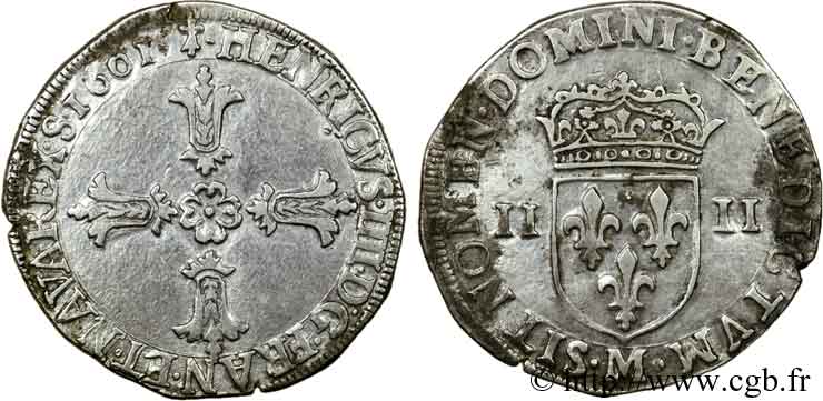 HENRI IV LE GRAND Quart d écu, croix feuillue de face 1601 Toulouse TTB+