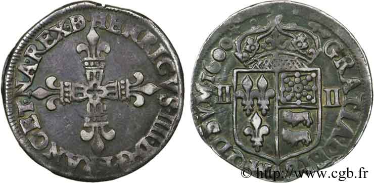 HENRI IV LE GRAND Quart d écu de Béarn 1600 Pau TTB