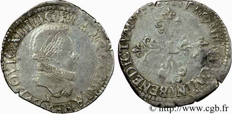 LUIGI XIII IL GIUSTO Demi-franc au buste enfantin et fraisé 1624 Toulouse F/VF