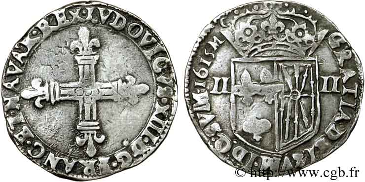 LOUIS XIII  Quart d écu de Navarre 1615 Saint-Palais SS