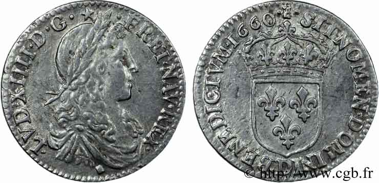 LOUIS XIV  THE SUN KING  Douzième d écu au buste juvénile, 1er type 1660 Lyon fVZ/VZ