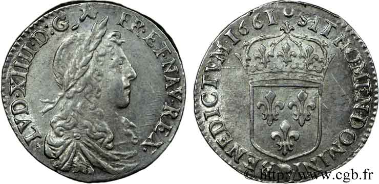 LOUIS XIV LE GRAND OU LE ROI SOLEIL Douzième d écu au buste juvénile, 1er type 1661 Rouen SUP