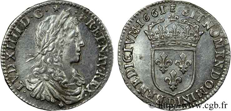 LOUIS XIV LE GRAND OU LE ROI SOLEIL Douzième d&nbsp;écu au buste juvénile 1er type 1661 Lyon SUP