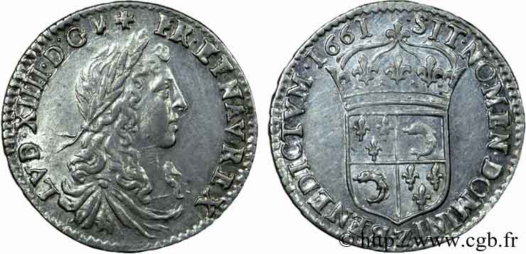 LOUIS XIV LE GRAND OU LE ROI SOLEIL Douzième d écu au buste juvénile du Dauphiné 1661 Grenoble SPL