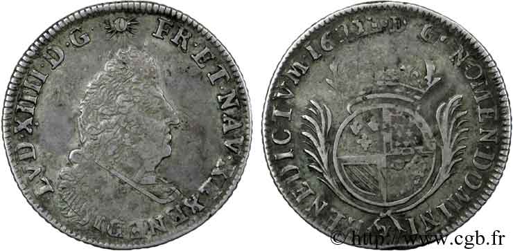 LOUIS XIV &nbsp;THE SUN KING&nbsp; Huitième d’écu de Flandre aux palmes 169[...] Lille MB