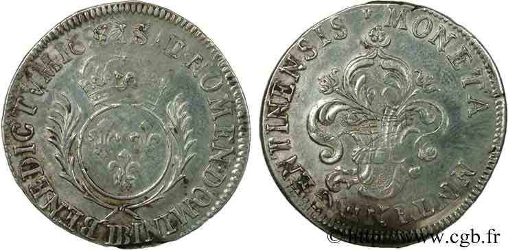 LOUIS XIV  THE SUN KING  35 sols aux palmes 1697 Strasbourg SS