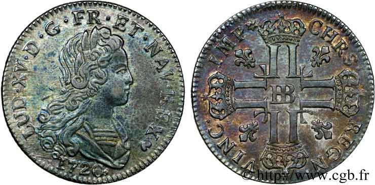 LOUIS XV &nbsp;THE WELL-BELOVED&nbsp; Petit louis d&nbsp;argent 1720  Strasbourg EBC