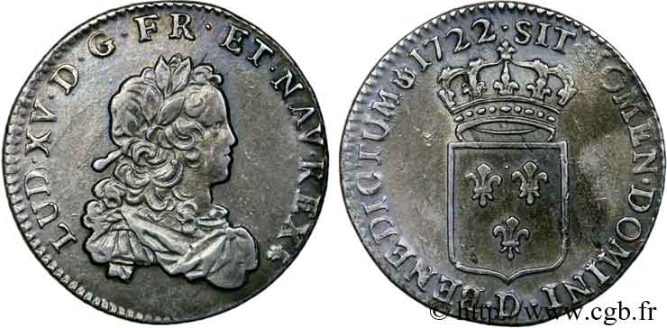 LOUIS XV DIT LE BIEN AIMÉ Tiers d écu de France 1722 Lyon TTB+