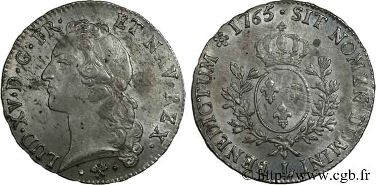 LOUIS XV  THE WELL-BELOVED  Écu dit “au bandeau” 1765 Bayonne MS