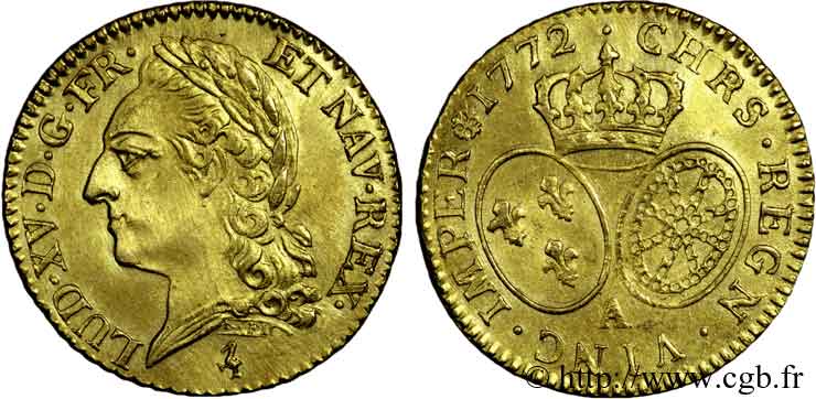 LOUIS XV DIT LE BIEN AIMÉ Louis d or aux écus ovales, buste lauré 1772 Paris SUP/TTB+