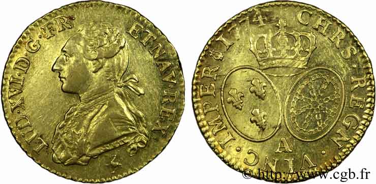 LOUIS XVI Louis d’or aux écus ovales 1774 Paris MBC+/EBC