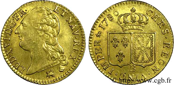 LOUIS XVI Louis d or dit  aux écus accolés  1786 Rouen TTB+