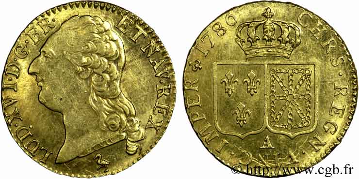 LOUIS XVI Louis d or dit  aux écus accolés  1786 Paris TTB+/SUP
