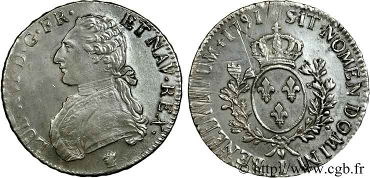 LOUIS XVI Écu dit  aux branches d olivier  1791 Limoges BB/q.SPL