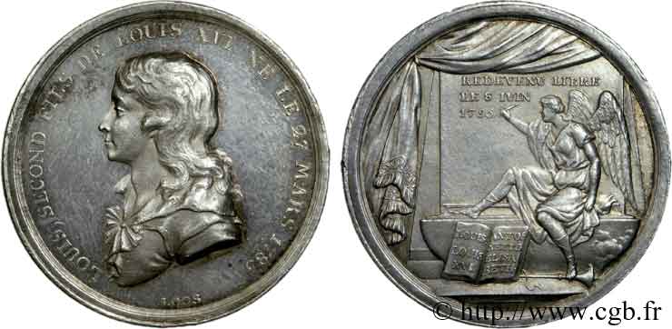 LOUIS XVII Jeton AR 30, mort de Louis XVII, 8 juin 1795 VZ