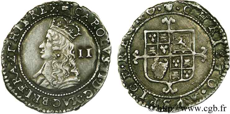 ENGLAND - KINGDOM OF ENGLAND - CHARLES II Half groat, monnayage au marteau n.d. Londres AU/AU