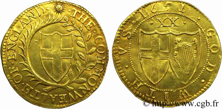 COMMONWEALTH 20 shillings 1651  XF