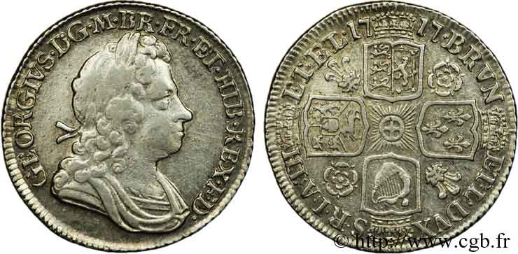 GREAT-BRITAIN - GEORGE I Schilling 1717 Londres XF