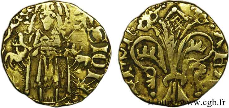 SPAIN - ARAGON (KINGDOM OF) - MARTIN I CALLED THE ELDER Demi-florin d or au Saint-Jean Baptiste c. 1400 Valence VF