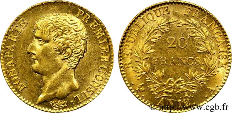 20 francs or Bonaparte Premier consul 1804 Paris F.510/2 MS 