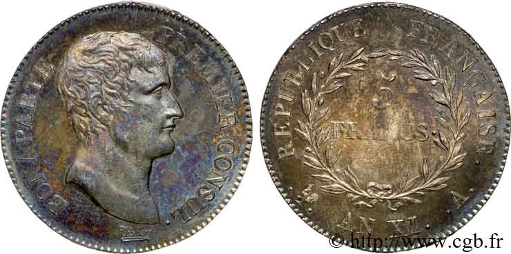 5 francs Bonaparte Premier consul 1803 Paris F.301/1 SPL 