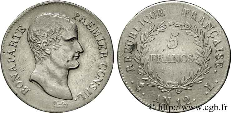 5 francs Bonaparte Premier consul 1804 Bayonne F.301/18 VF 