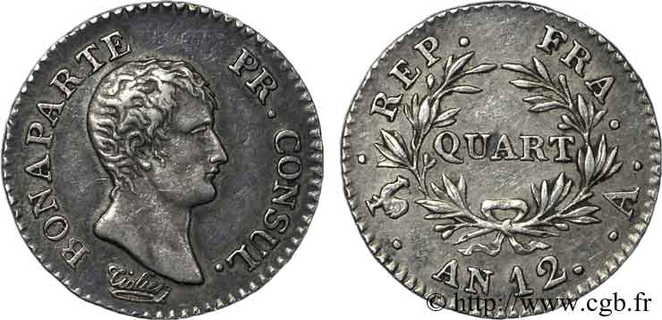 Quart (de franc) Bonaparte Premier Consul 1804 Paris F.157/1 VZ 