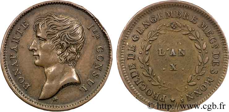 Essai au module de 2 francs Bonaparte par Jaley d après le procédé de Gengembre 1802 Paris VG.977  TTB 